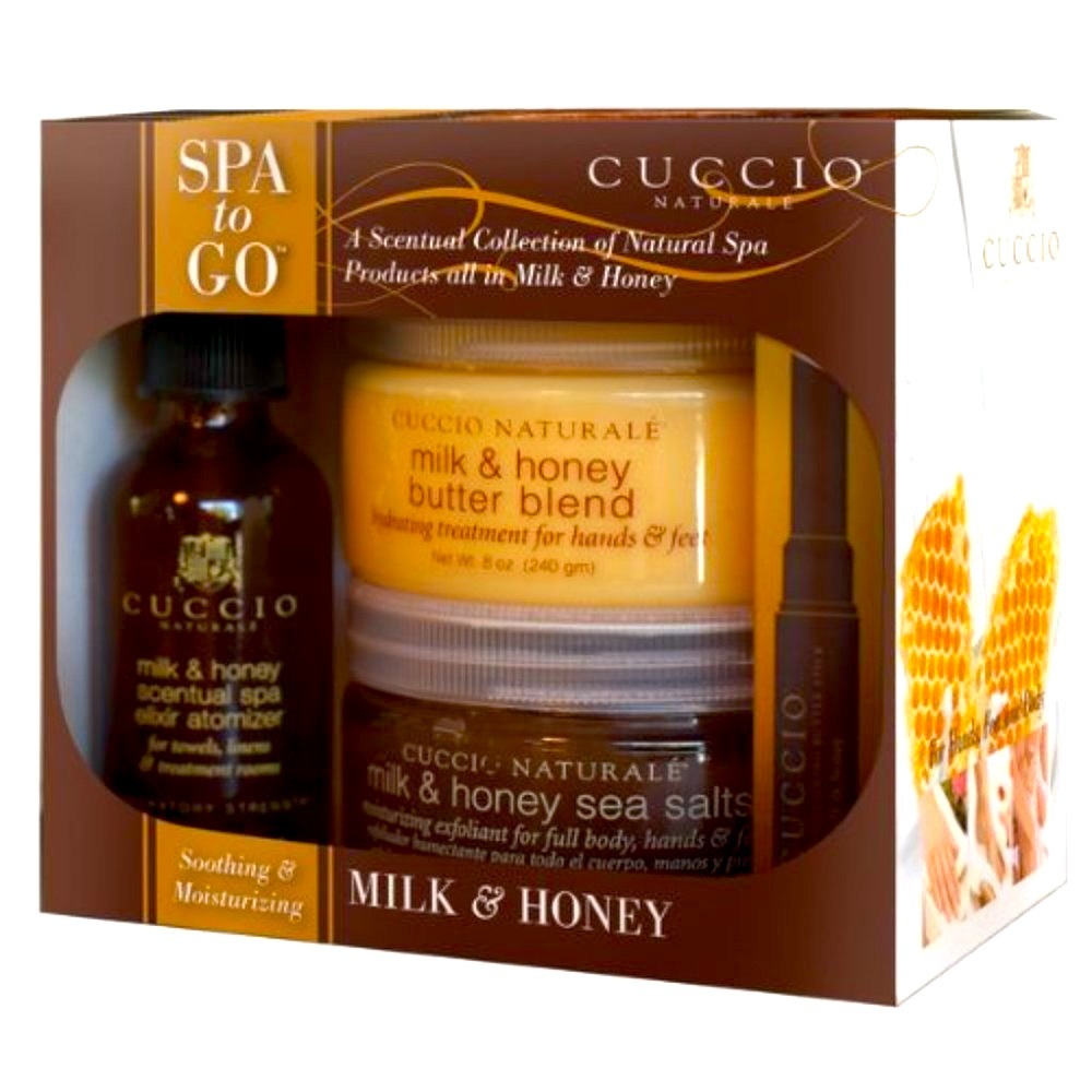 Cuccio 4 Piece Spa To Go Kit, Milk & Honey Natural Spa Gift Set New